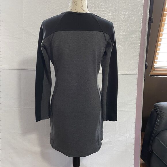 Athleta Dress Size Small Gray Black Color-block OMEGA Long Sleeve Bodycon Knit - Picture 5 of 11